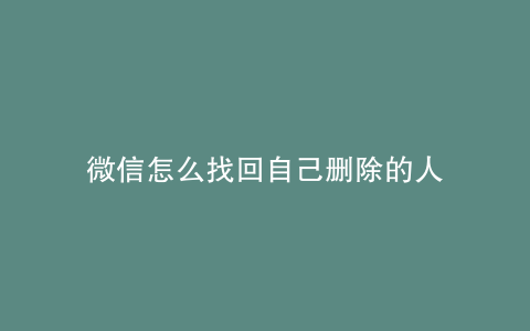 微信怎么找回自己删除的人