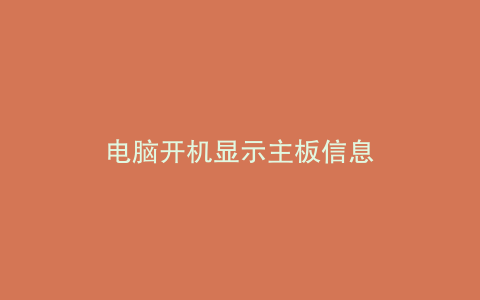 电脑开机显示主板信息