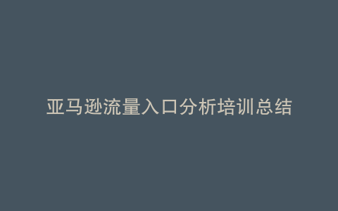 亚马逊流量入口分析培训总结