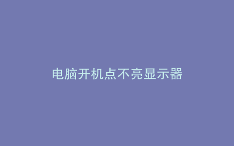 电脑开机点不亮显示器