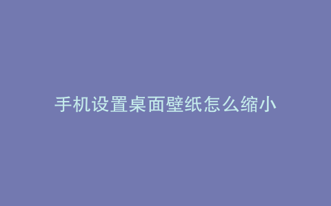 手机设置桌面壁纸怎么缩小
