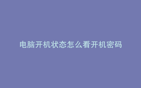 电脑开机状态怎么看开机密码