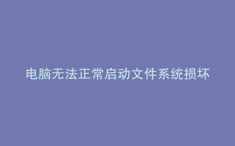 电脑无法正常启动文件系统损坏的修复指南