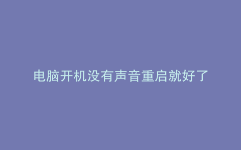 电脑开机没有声音重启就好了