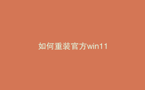 如何重装官方win11