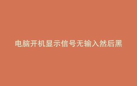 电脑开机显示信号无输入然后黑屏