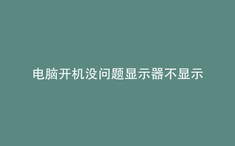 电脑开机没问题显示器不显示