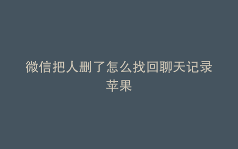 微信把人删了怎么找回聊天记录苹果