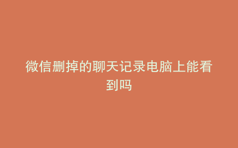 微信删掉的聊天记录电脑上能看到吗