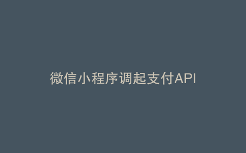 微信小程序调起支付API