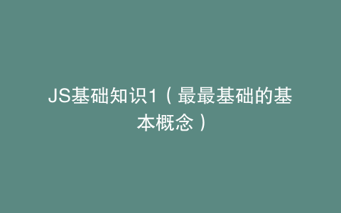 JS基础知识1（最最基础的基本概念）