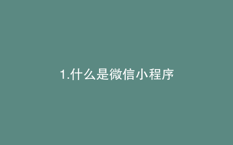 1.什么是微信小程序