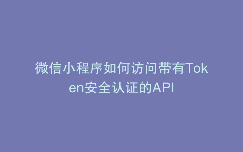 微信小程序如何访问带有Token安全认证的API