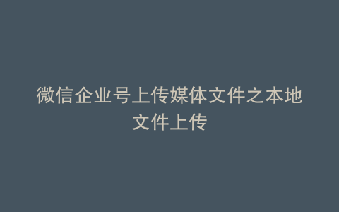 微信企业号上传媒体文件之本地文件上传