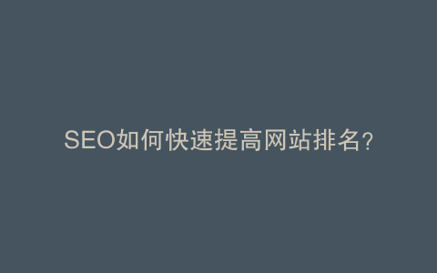 SEO如何快速提高网站排名？
