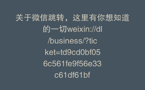 关于微信跳转，这里有你想知道的一切weixin://dl/business/?ticket=td9cd0bf056c561fe9f56e33c61df61bf