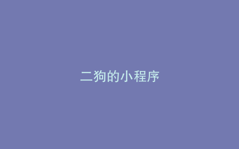 二狗的小程序
