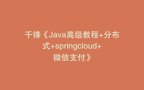 千锋《Java高级教程+分布式+springcloud+微信支付》
