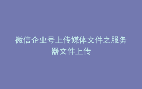 微信企业号上传媒体文件之服务器文件上传