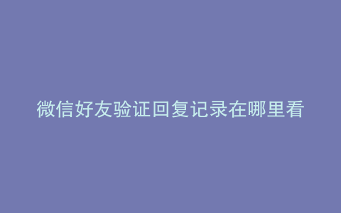 微信好友验证回复记录在哪里看