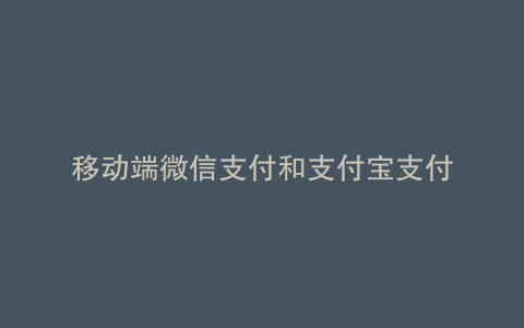 移动端微信支付和支付宝支付