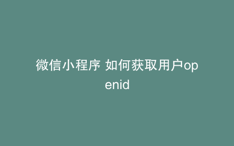 微信小程序 如何获取用户openid