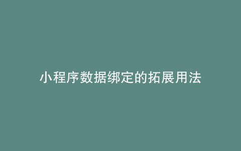 小程序数据绑定的拓展用法