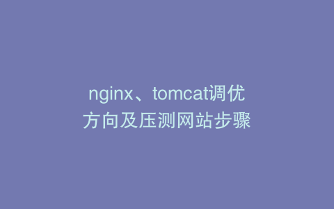 nginx、tomcat调优方向及压测网站步骤