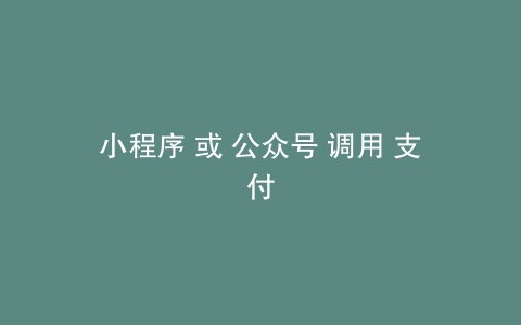小程序 或 公众号 调用 支付