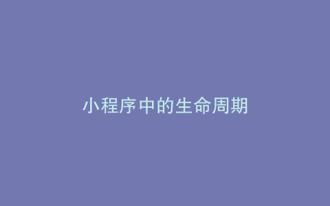 小程序中的生命周期