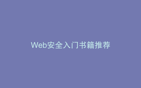 Web安全入门书籍推荐