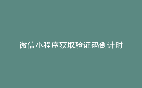 微信小程序获取验证码倒计时