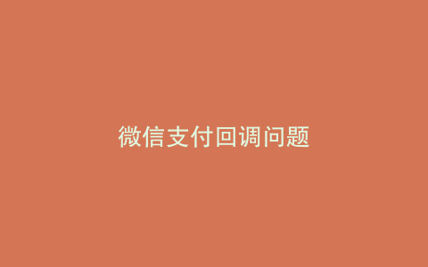 微信支付回调问题