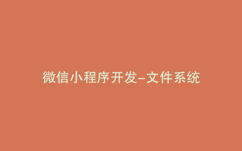 微信小程序开发-文件系统