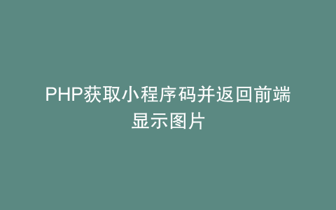 PHP获取小程序码并返回前端显示图片