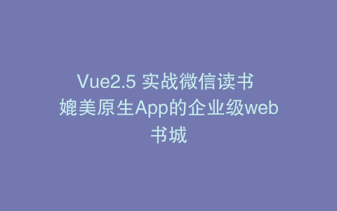 Vue2.5 实战微信读书 媲美原生App的企业级web书城