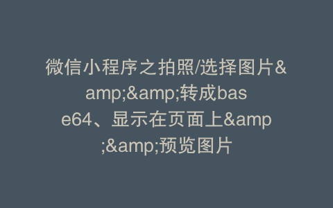 微信小程序之拍照/选择图片&&转成base64、显示在页面上&&预览图片