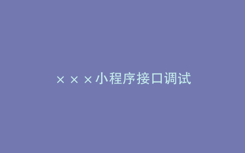 ×××小程序接口调试