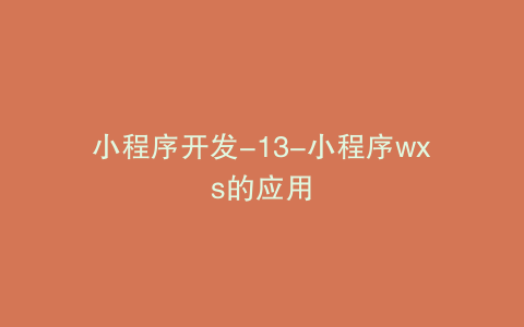 小程序开发-13-小程序wxs的应用