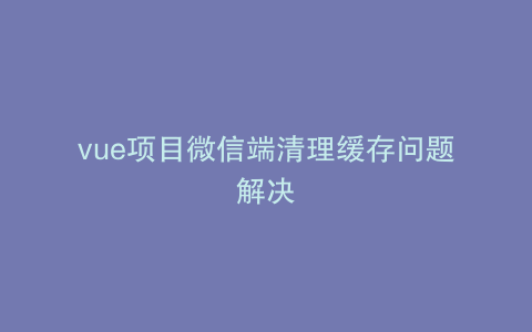 vue项目微信端清理缓存问题解决