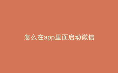 怎么在app里面启动微信