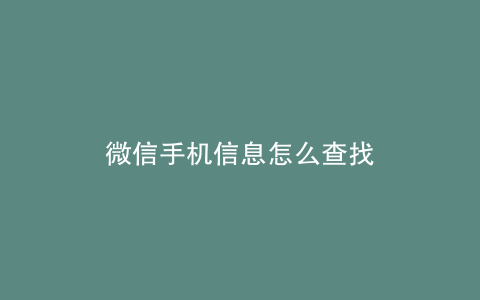 微信手机信息怎么查找