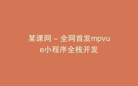 某课网 - 全网首发mpvue小程序全栈开发