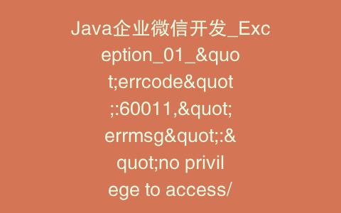 Java企业微信开发_Exception_01_"errcode":60011,"errmsg":"no privilege to access/modify contact/party/agent "
