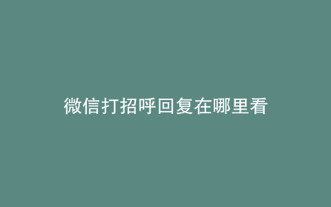 微信打招呼回复在哪里看