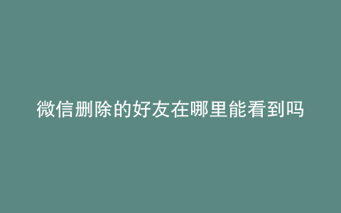 微信删除的好友在哪里能看到吗