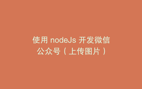 使用 nodeJs 开发微信公众号（上传图片）