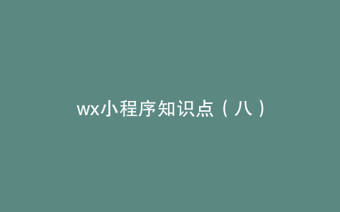 wx小程序知识点（八）