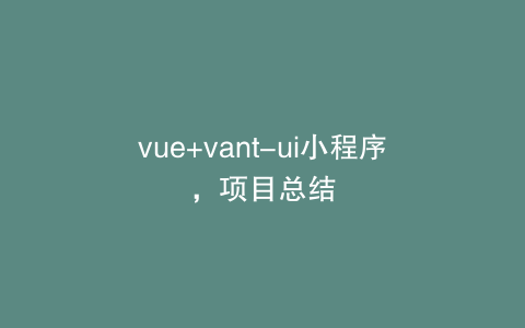 vue+vant-ui小程序，项目总结