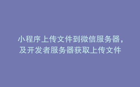 小程序上传文件到微信服务器，及开发者服务器获取上传文件